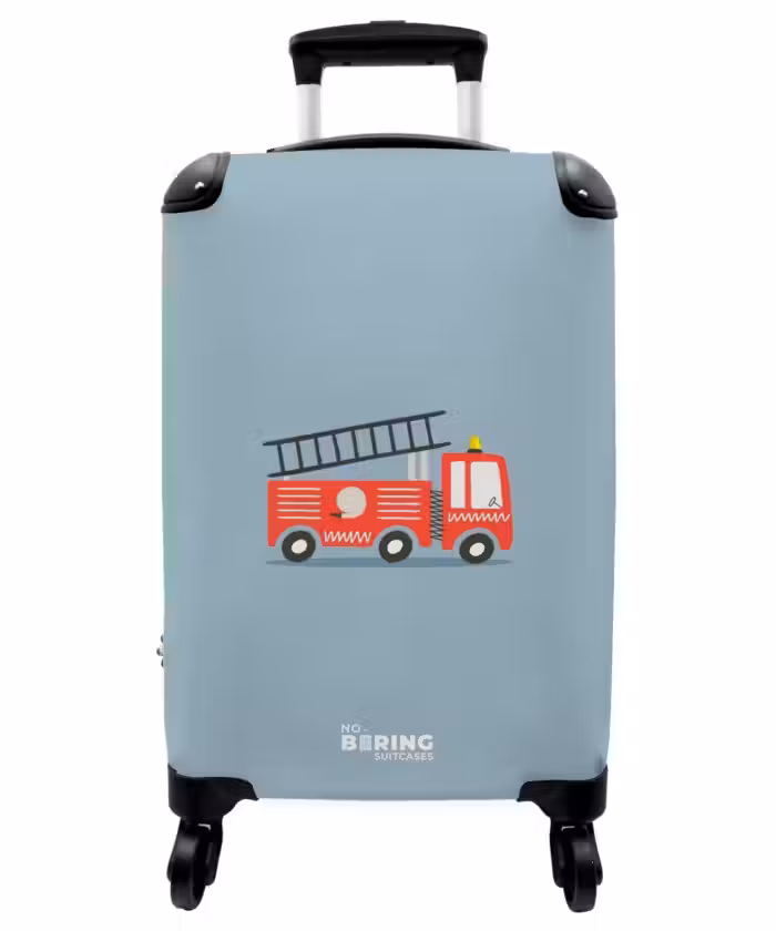 Suitcase - Fire engine blue background