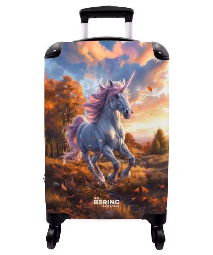 Suitcase - Galloping Unicorn in Autumn World