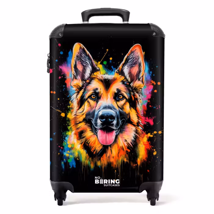 Suitcase - German Shepherd dog with graffiti