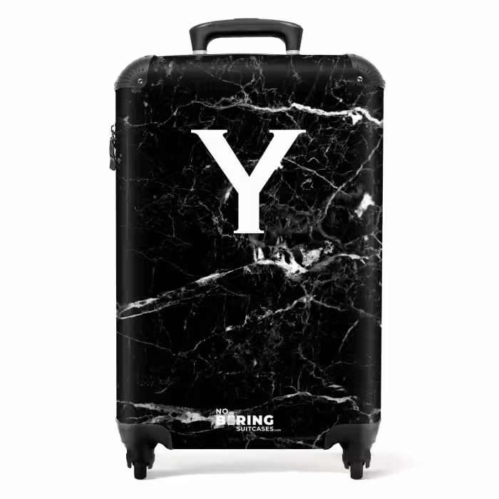 Suitcase - Letter Y - Marble - Black - Marble look