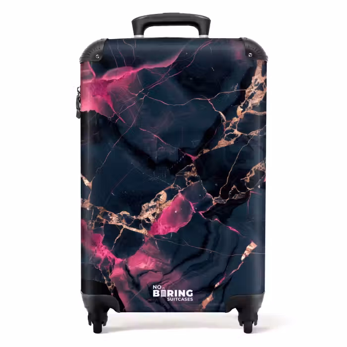 Suitcase - Marble - Fluorescent Pink in Dark Marble