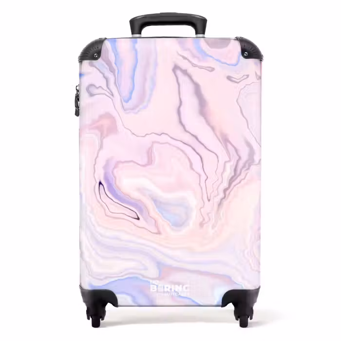 Suitcase - Marble - Pastel Pink and Blue Marble Swirls
