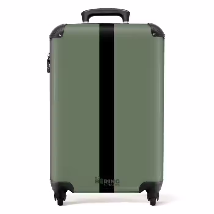 Suitcase - Minimal - Grey-green with black stripe