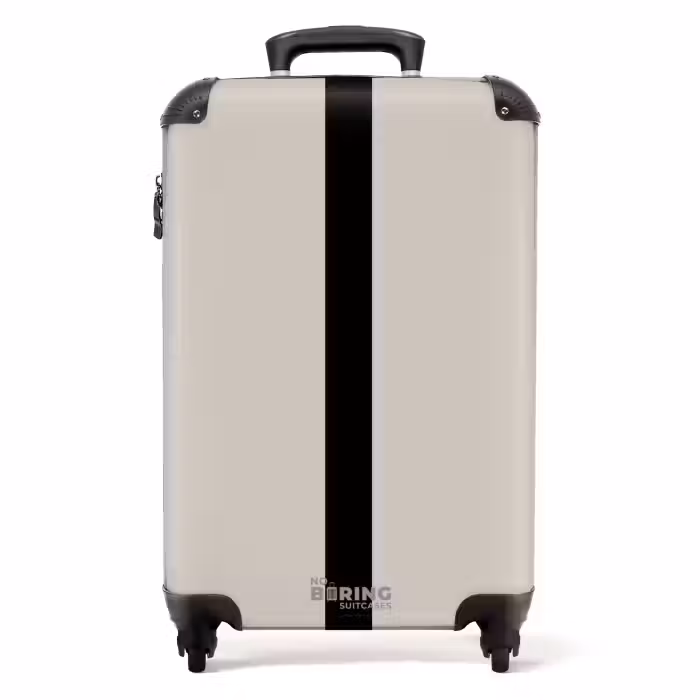 Suitcase - Minimal - Light beige with black stripe