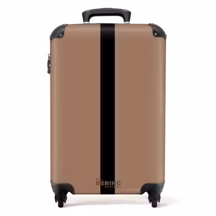 Suitcase - Minimal - Warm brown with black stripe