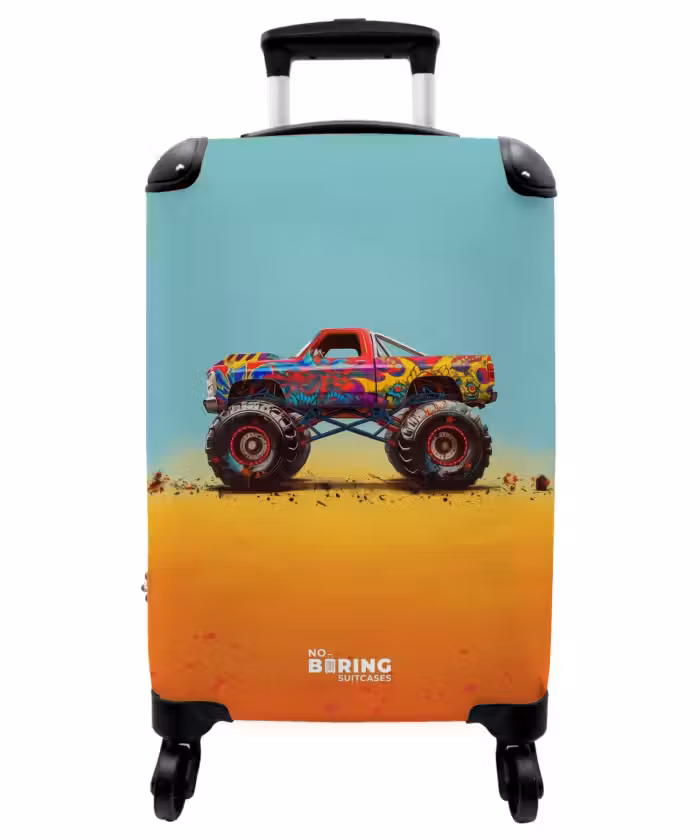 Suitcase - Monster Truck with Graffiti Print in the Sand