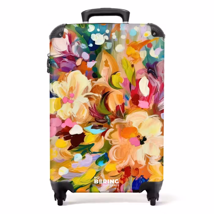 Suitcase - Painting - Oil Painting - Flowers - Rainbow