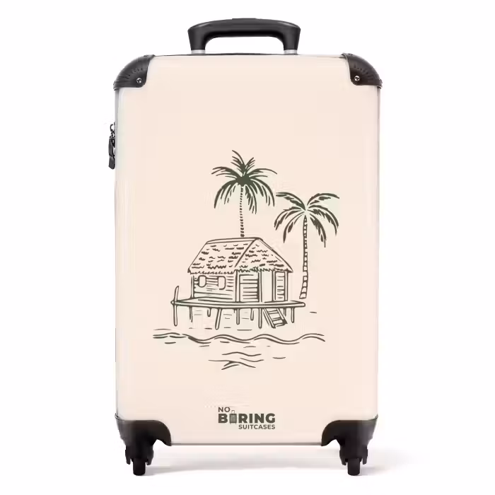 Suitcase - Palm trees - Island on cream background