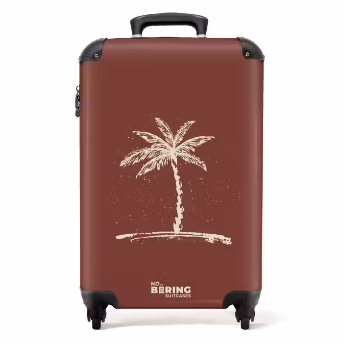 Suitcase - Palm trees - Palm tree on mahogany brown background