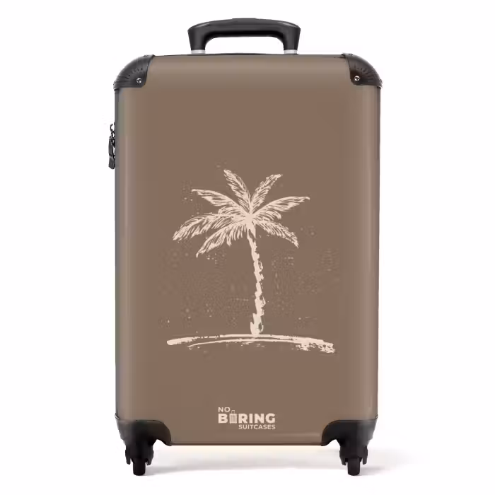 Suitcase - Palm trees - Palm tree on taupe brown background