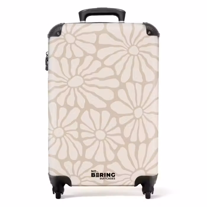 Suitcase - Pastel flowers - Beige