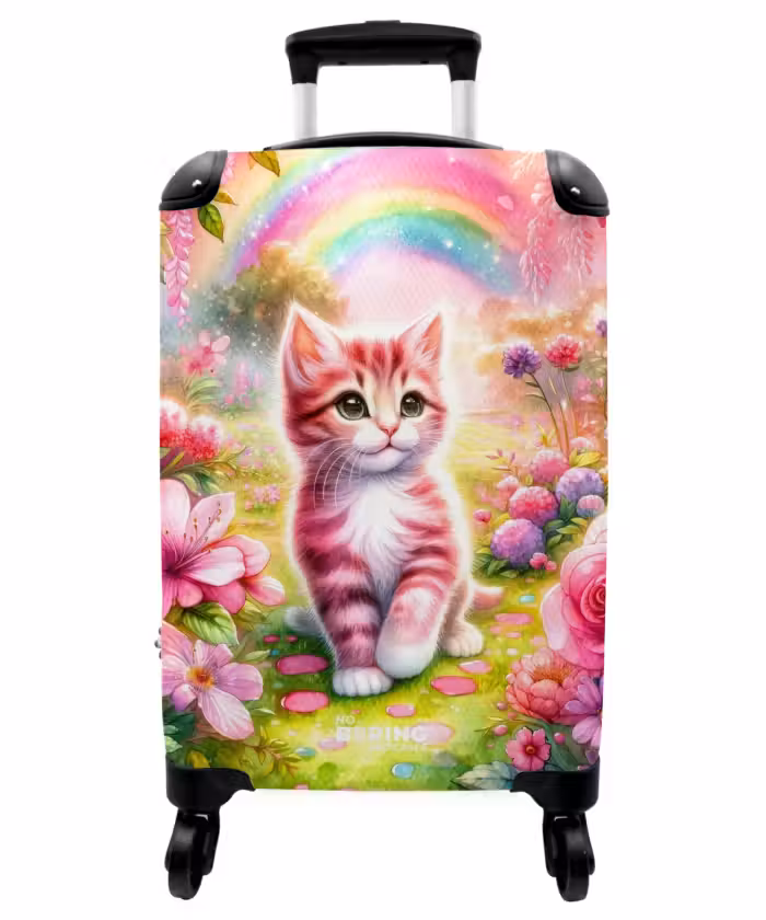 Suitcase - Pink rainbow kitten