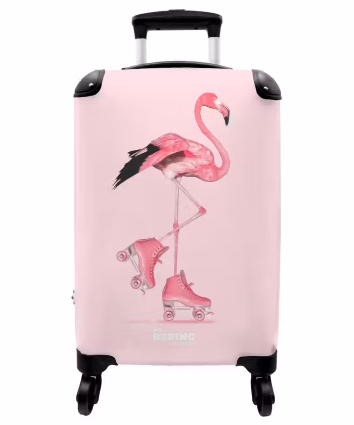 Suitcase - Pink roller flamingo