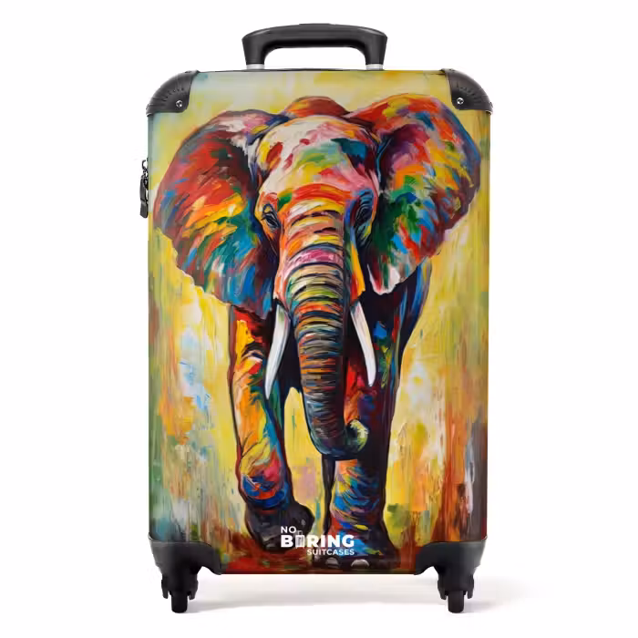 Suitcase - Portrait of an elephant as an oil artwork