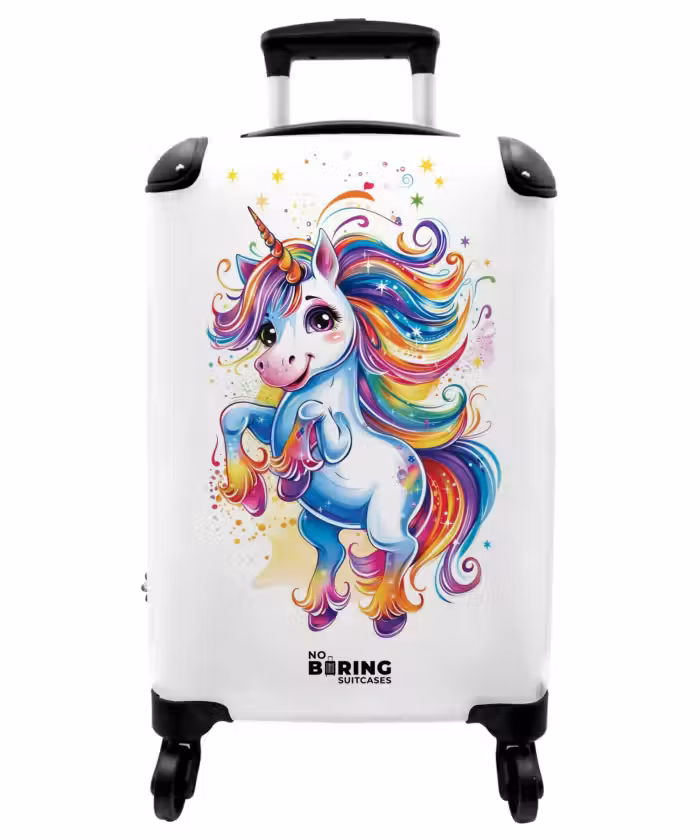 Suitcase - Prancing Unicorn with Rainbow Moons