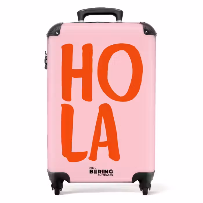 Suitcase - Quotes - Hola light pink