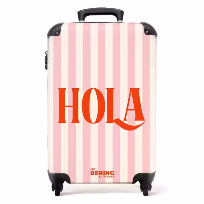 Suitcase - Quotes - Hola powder pink and light peach