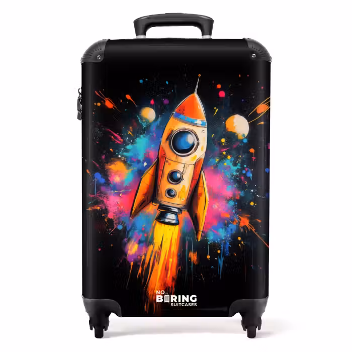 Suitcase - Rocket in space with graffiti