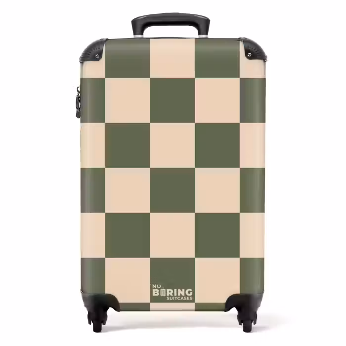 Suitcase - Squares - Green/Beige