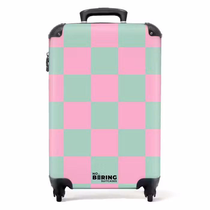 Suitcase - Squares - Pink/Mint Blue