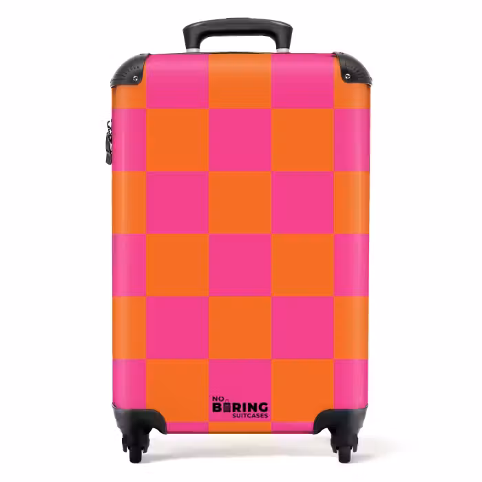 Suitcase - Squares - Pink/Orange