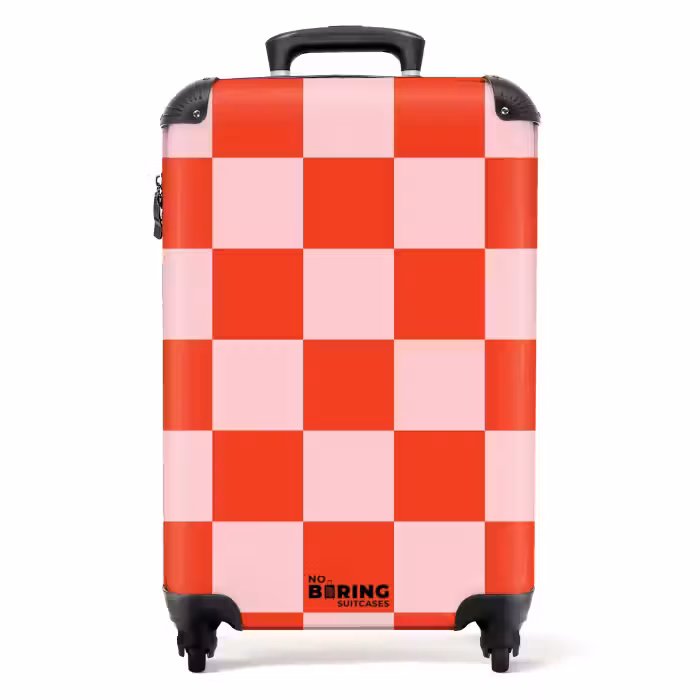 Suitcase - Squares - Red/Pink