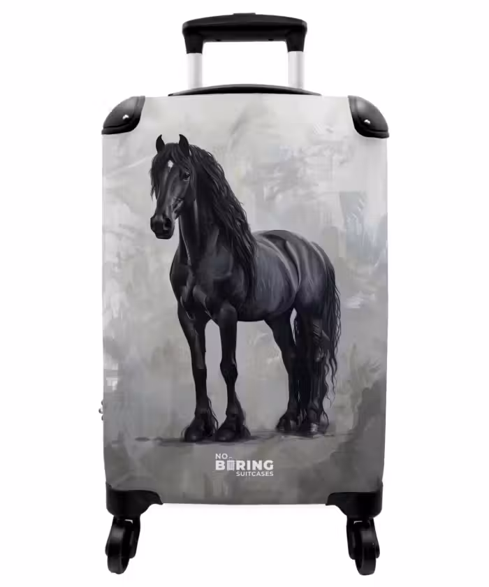 Suitcase - Static Portrait of a Black Horse