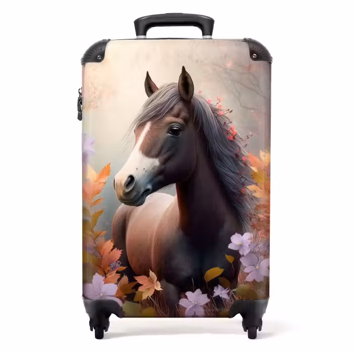 Suitcase - Suitcase - Horse - Flowers - Nature - Purple - Animals