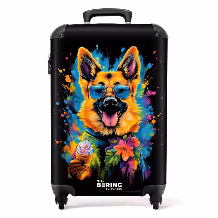 Suitcase - Summer dog with colorful graffiti