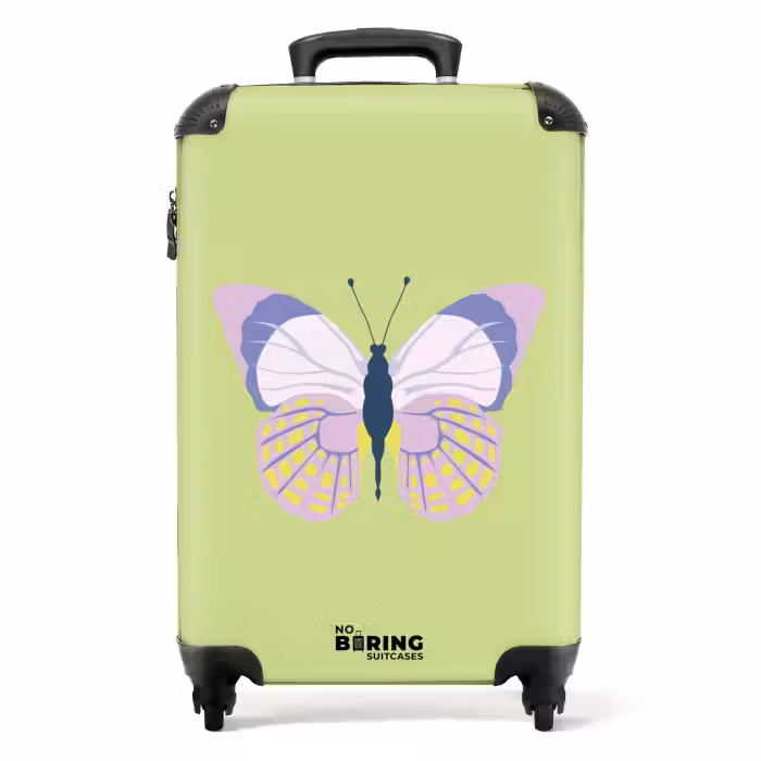 Suitcase - Summer memories - Butterfly on green background