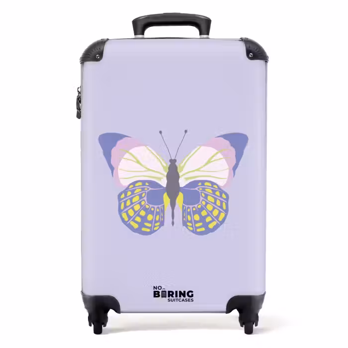 Suitcase - Summer memories - Butterfly on lilac background