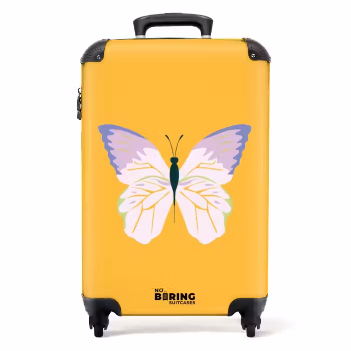 Suitcase - Summer memories - Butterfly on yellow background