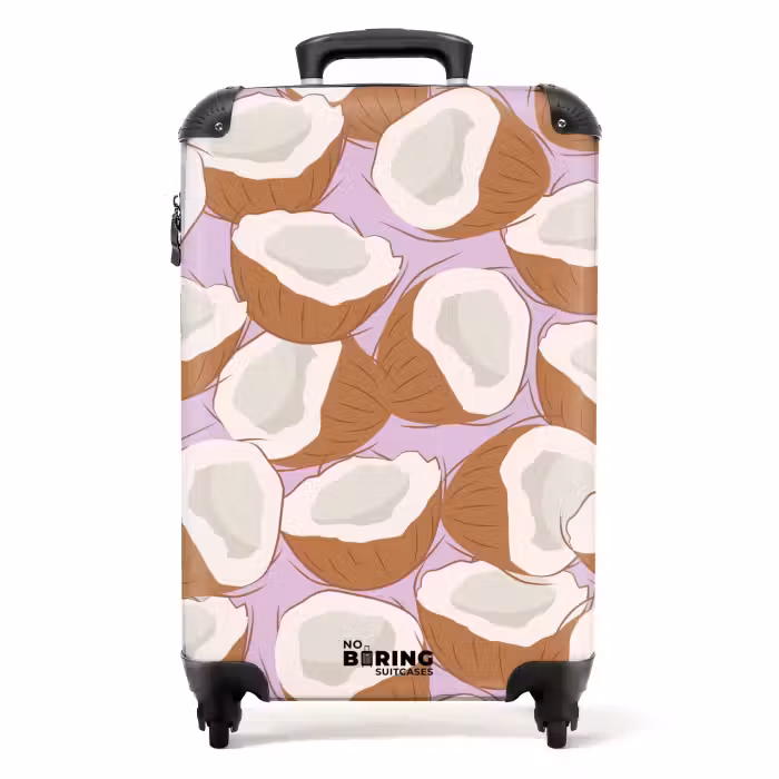 Suitcase - Summer memories - Coconuts on a lilac background