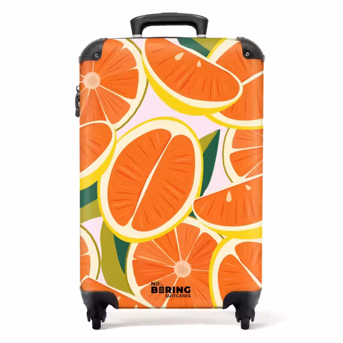 Suitcase - Summer memories - Grapefruit on a pink background