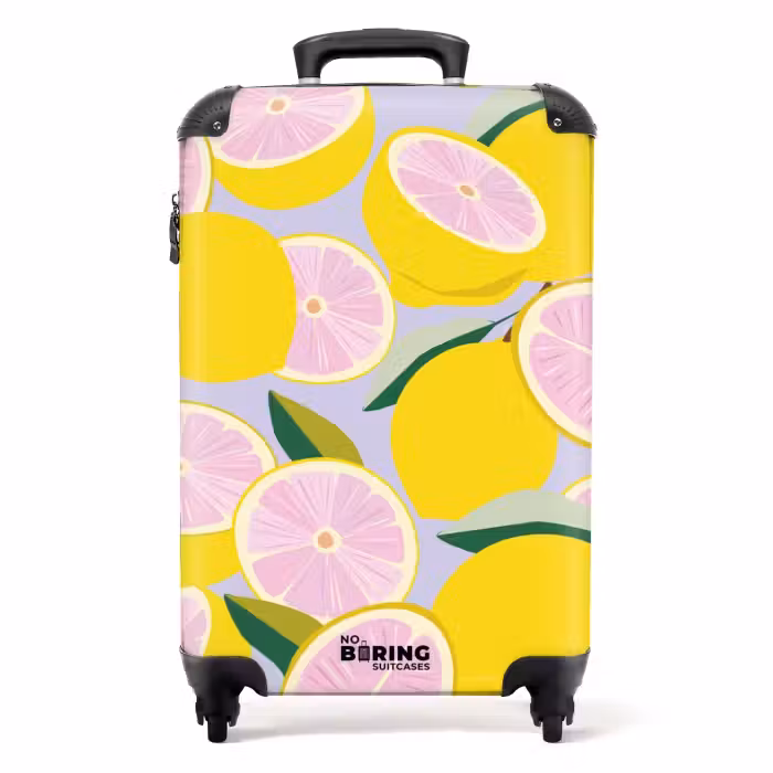 Suitcase - Summer memories - Lemons on a lilac background