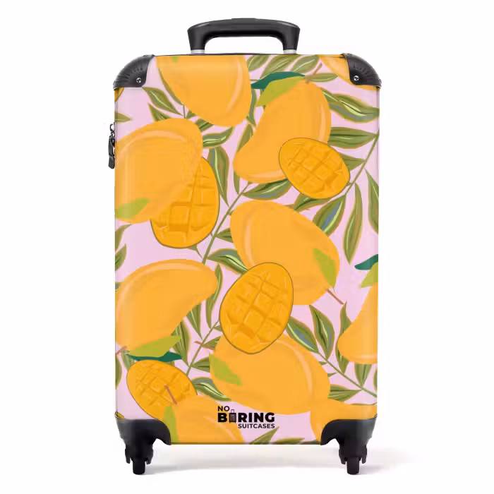 Suitcase - Summer memories - Mangoes on a pink background