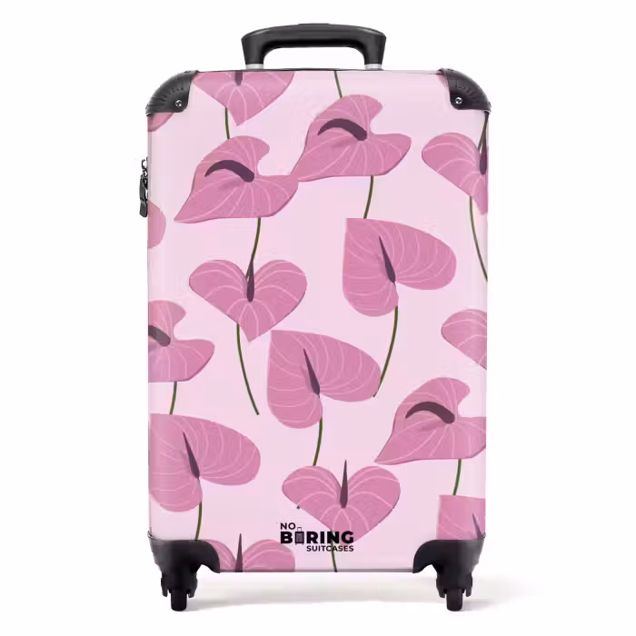 Suitcase - Summer memories - Pink anthurium pattern