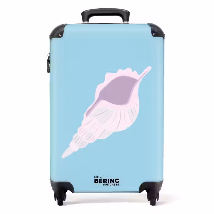 Suitcase - Summer memories - Shell art on blue