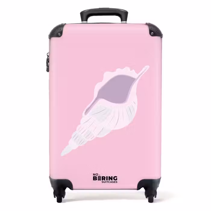 Suitcase - Summer memories - Shell art on pink