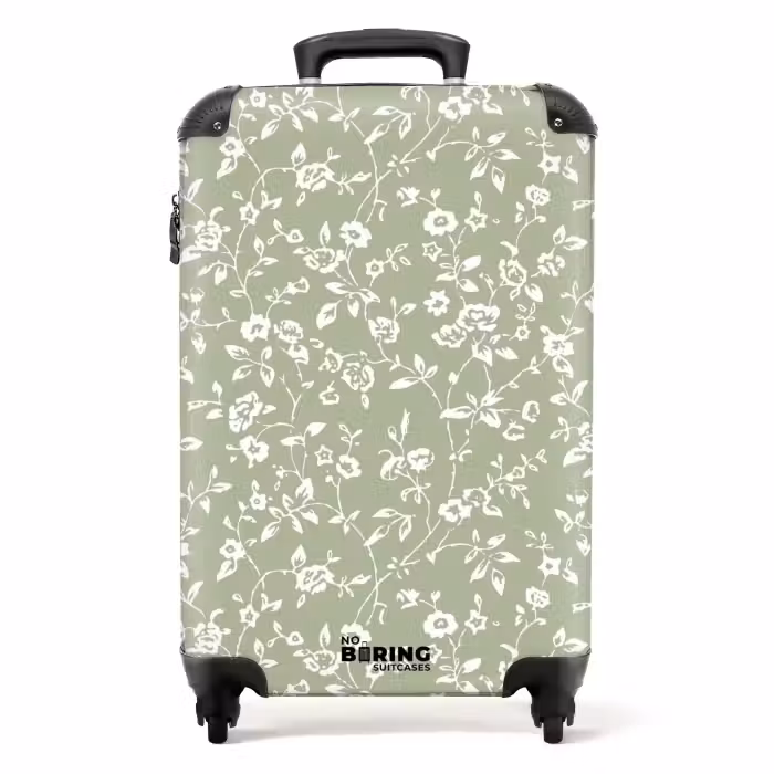 Suitcase - Vintage floral pattern - Light green