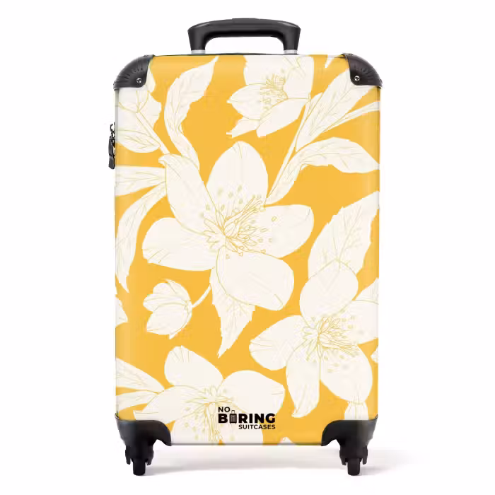 Suitcase - Vintage flowers - Yellow