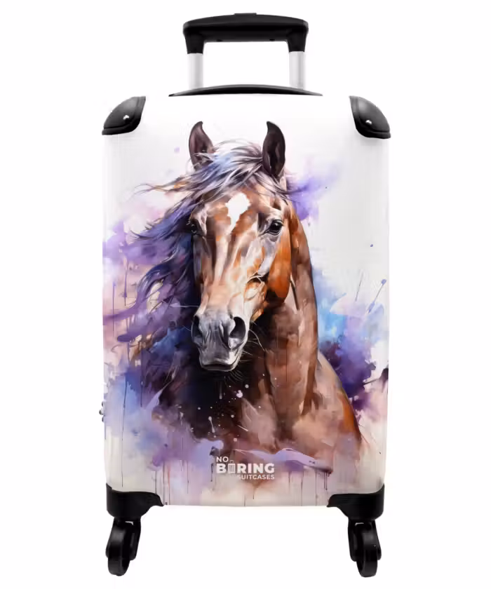 Suitcase - Watercolor horse with colorful splashes