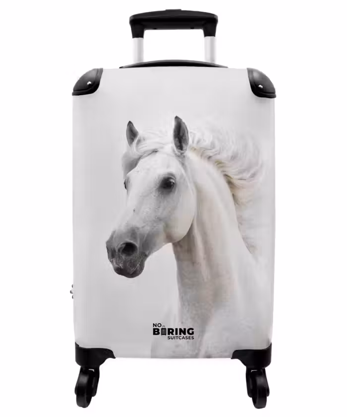 Suitcase - White horse with flapping mane