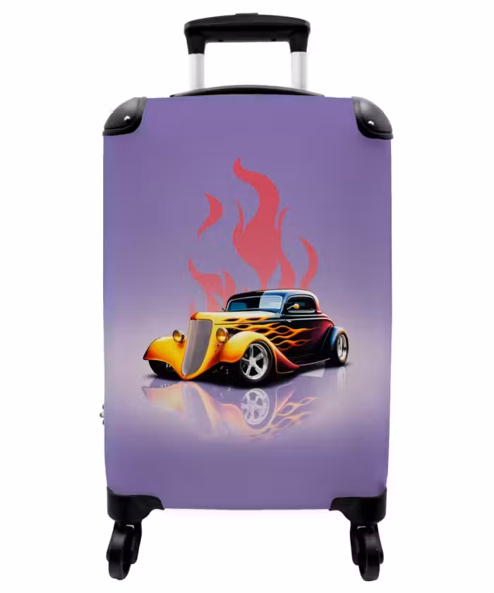 Suitcase - Yellow car with pink flames