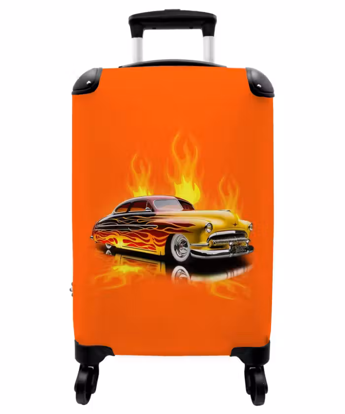 Suitcase - Yellow car with yellow flames