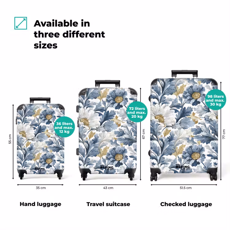 Suitcase - Baroque floral pattern blue — 3
