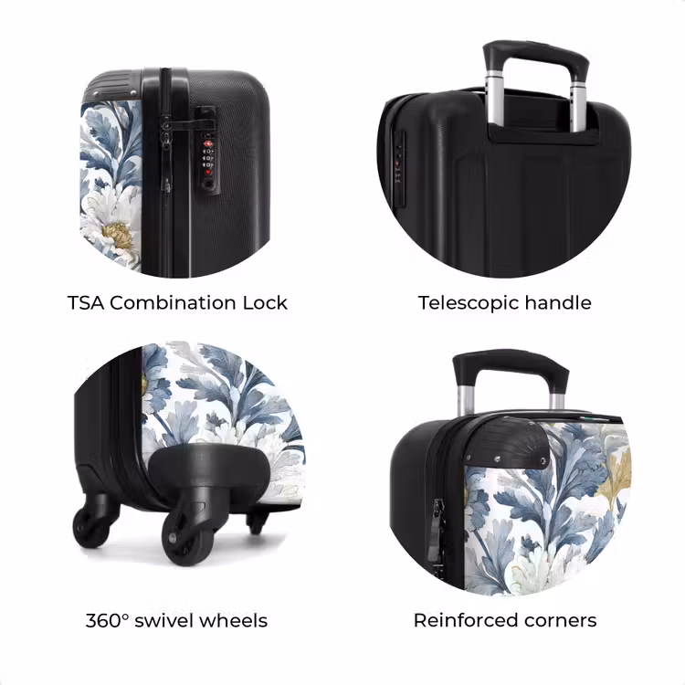 Suitcase - Baroque floral pattern blue — 8