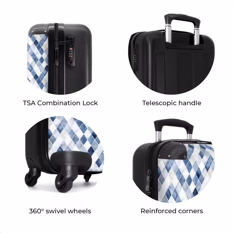 Suitcase - Checkered pattern blue — 8