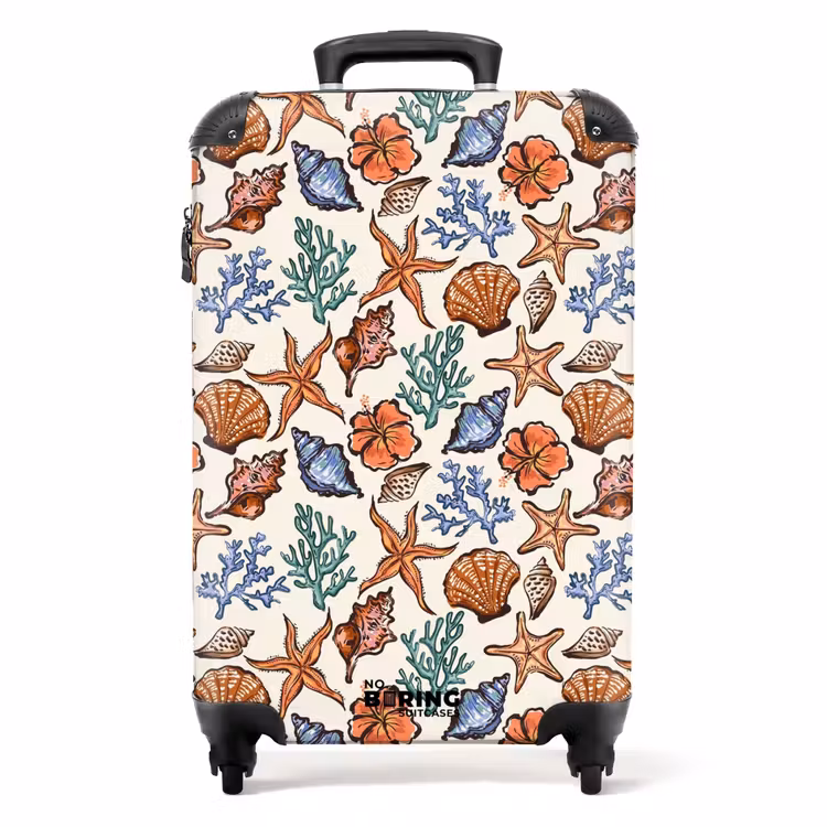 Suitcase - Coral with starfish print — 1
