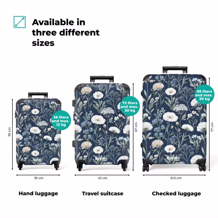 Suitcase - Flower pattern blue — 3